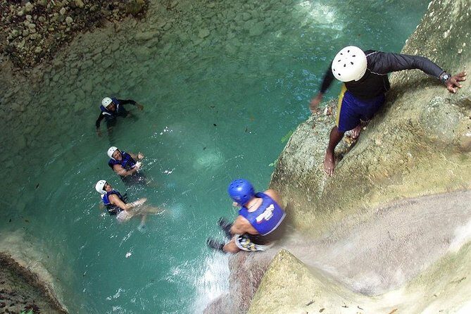 Damajagua Waterfalls - The river setup: helmets, life jackets, and guided safety
